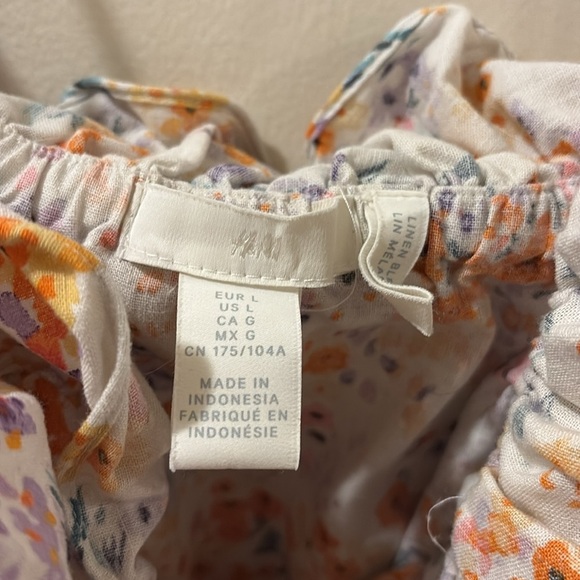 H&M Multicolor Floral shift Dress - size large- linen/ cotton blend - Picture 2 of 7